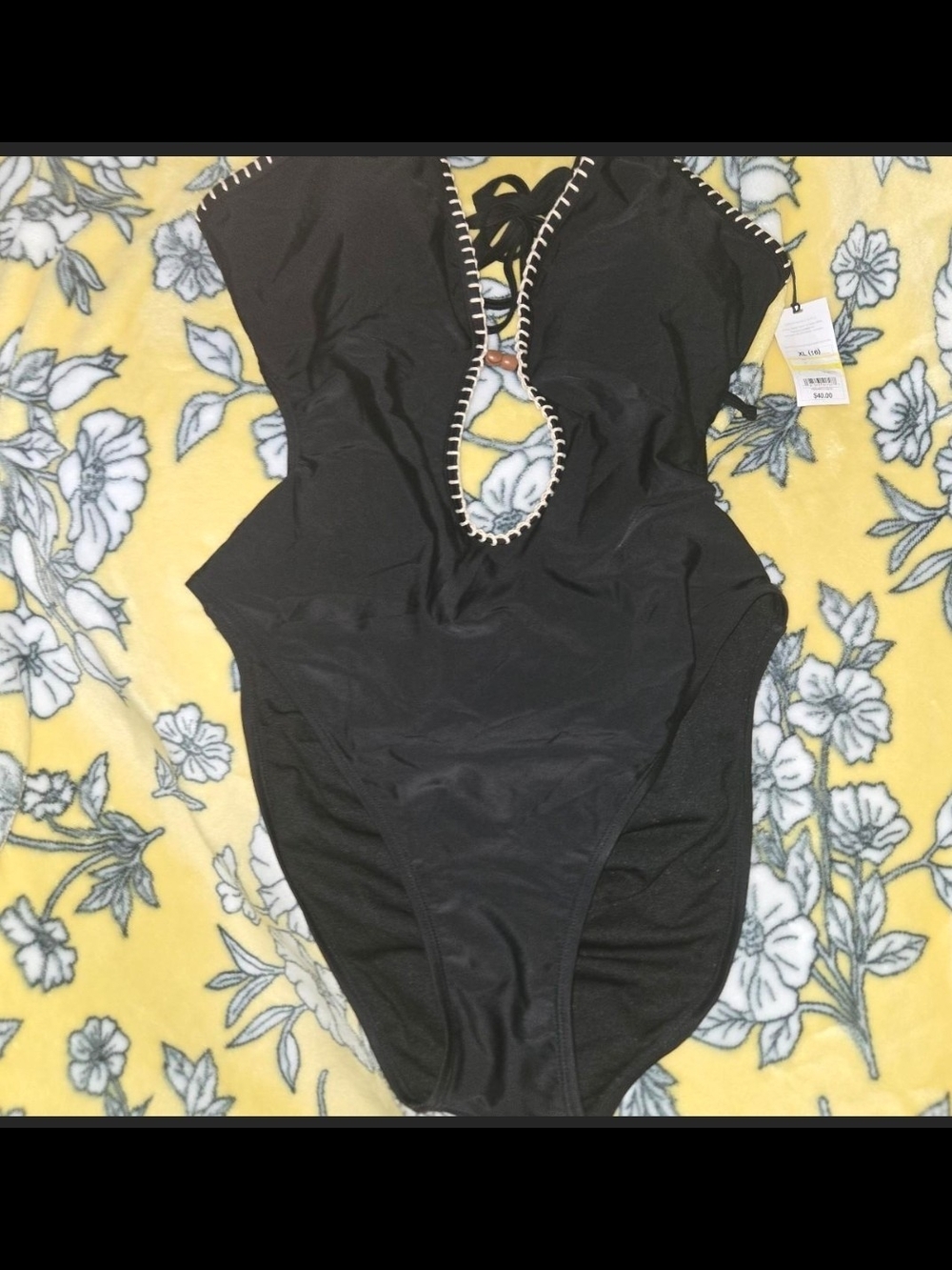Shade & Shore Swimwear Tag with Rose Gold Logo on White